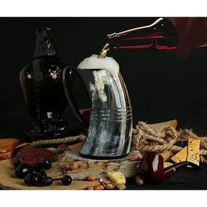 Tasse en corne naturelle faite à la main en corne de buffle avec finition rustique parfaite pour la boisson sur le thème des Vikings et les articles de décoration intérieure uniques - Product Image 5