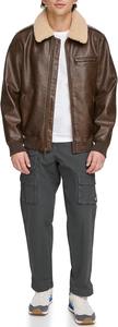 Blouson d'aviateur pour homme en similicuir avec doublure en peau de mouton Blouson de moto en cuir avec capuche et bavoir amovibles - Product Image 5
