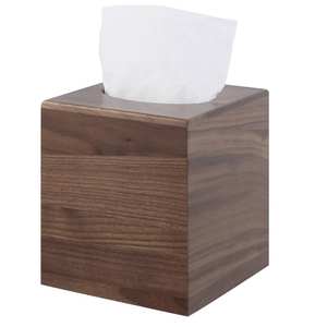 Cubierta de caja de pañuelos de madera de nogal, diseño cuadrado inferior deslizante para boda, Baño, Dormitorio, oficina, mesa de cena, uso de logotipo personalizado - Product Image 1