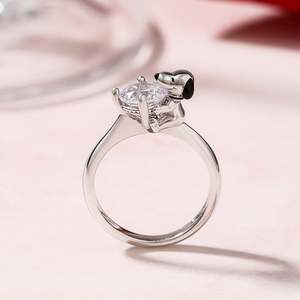 Bague fine en argent sterling Jeulia Hug Me Live in the Present Puppy à coupe ronde - Product Image 4
