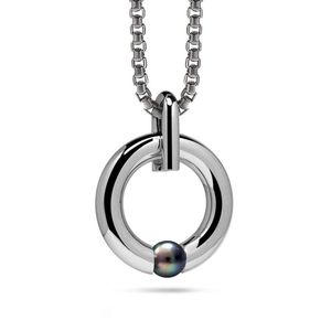 Derniers bijoux fins Collier Carré Noir Turquoise Coquillage Blanc Pendentif en métal noir Collier en acier inoxydable pour hommes - Product Image 5