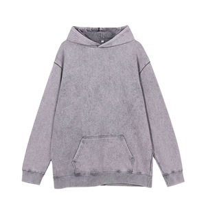 Sudadera con capucha para hombre de invierno, de diseño personalizado, 100% algodón de alto gramaje, corte holgado, con lavado ácido, forro y bordado frontal en el cuello - Product Image 4