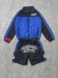 2026 Men's 2-Piece <b>Knitted</b> Nylon Breathable Windbreaker Short <b>Set</b> with Front Logo Summer Relaxed Fit - Product Image 4