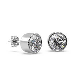 Boucles d'oreilles en or blanc 18 carats avec diamants sertis en bélière 0,75 carat H-I SI2-SI3 - Product Image 1