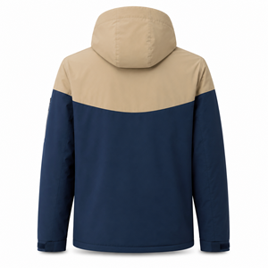 windbreaker jacket hooded polyester spandex water resistant navy beige men outdoor custom wholesale supplier bulk shell zip rain - Product Image 2