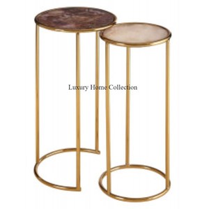 Juego de 2 Centro de aspecto real y mesa anidada Color dorado Diseño único Última llegada Accesorios para muebles de sala de estar DE LA India - Product Image 6