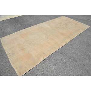 Alfombra turca vintage de 5,2x10,8 pies, lana blanca y beige hecha a mano con pelo de felpa, patrón Rectangular de Tabriz para dormitorio - Product Image 3