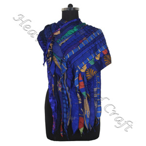 Sari en soie recyclée, 15 bandes, fait main, vintage, écharpe en soie de designer, réversible, sari en soie recyclée, fabricant en gros - Product Image 3