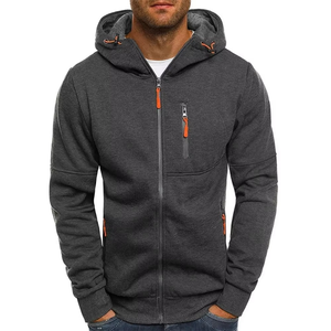 Vêtements de sport décontractés coupe ajustée pour hommes, sweat à capuche à manches longues avec fermeture éclair, veste d'hiver décontractée - Product Image 1