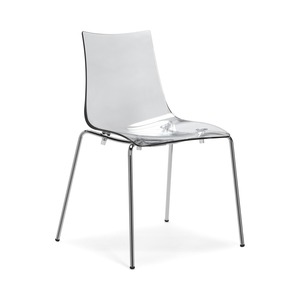 Stackable Polycarbonate Dining <b>Chair</b> with Four-Leg Chrome Frame, Clear, Smoke or White <b>Shell</b>, for Restaurant Cafe Meeting Room - Product Image 1