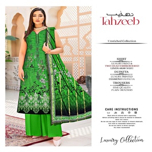 Trajes de 3 piezas de viscosa de menos de 10 dólares con bordado para mujer de AF Fashion Volume TEHZEEB de Pakistan Designers - Product Image 3