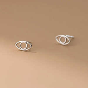 925 Sterling <b>Silver</b> Adorable Evil Eye <b>Stud</b> <b>Earrings</b> for Women Trendy Gold Plated with Diamond and Zircon Hollow Design - Product Image 5