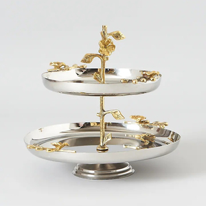 Support de service plateau d'affichage en acier inoxydable pour fruits biscuits macarons gâteaux plateau de pâtisserie apéritif - Product Image 1