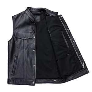 Gilet de moto en cuir noir de haute qualité pour homme, respirant, style personnalisé, vêtements d'extérieur d'hiver, service OEM - Product Image 1