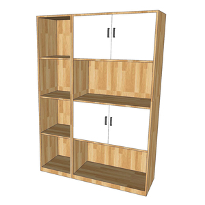 Meuble de classement 4 niveaux 120x40x170cm, design moderne et minimaliste, en bois de caoutchouc et plastique, réglable, pour bureau et atelier - Product Image 3