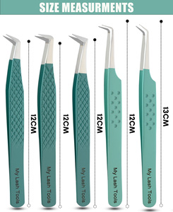 Pince à cils d'isolation incurvée pince à cils à pointe en fibre pince à épiler russe méga volume extension de cils pince à épiler marque privée - Product Image 3