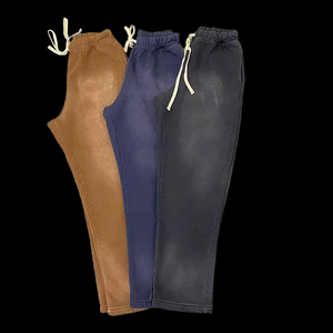 กางเกงวอร์มขายาวทรงหลวมผ้าพลัฌเนื้อนุ่มคุณภาพสูงปี 2025 ผ้าฝ้ายฟลีซเนื้อหนักแบบซักแล้วสำหรับผู้ชาย - Product Image 1