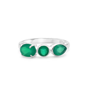Nueva llegada 925 plata esterlina moda Natural ovalada pera verde ónix facetado anillo de piedras preciosas clásico fino fiesta de boda - Product Image 1