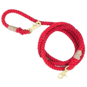 dog leash red cotton pet leashes set with brass hook handle wholesaler manufacturing pets accessories and suppliers