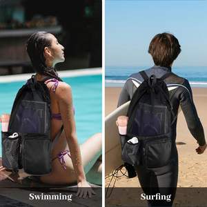 Quick Dry Swimming Mesh Drawstring <b>Bag</b> Lightweight Breathable Beach & Pool Storage Sack Durable Mesh <b>Swim</b> Drawstring Backpack - Product Image 2