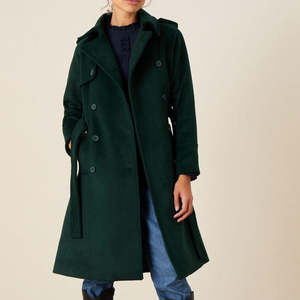 Manteau long en laine pour femme, décontracté, mode de rue, imprimé, fourrure, manches régulières, bouton, respirant, coupe ample, automne - Product Image 2