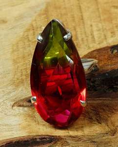 Anillo de Cuarzo Sandía, Plata de Ley 925, Gema de Pera, Joyería Hecha a Mano para Mujer, Talla Estadounidense 7, Regalo - Product Image 2