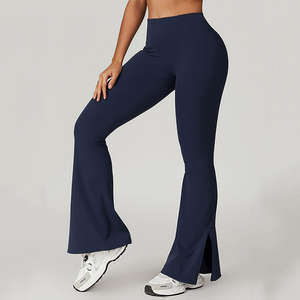 Leggings de yoga évasés taille haute pour femmes de haute qualité avec contrôle du ventre Logo personnalisé Style de pantalon à motif solide - Product Image 3