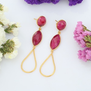 Pendientes de moda Rubi teñidos naturales de diseño único más vendidos con joyería de plata de ley 925 - Product Image 3