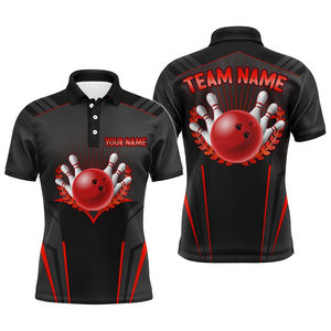 Camiseta Polo de Bolos para Hombre, Cómoda, Transpirable, Estampada, Personalizada, 100% Poliéster, Impermeable y Antibacteriana - Product Image 1