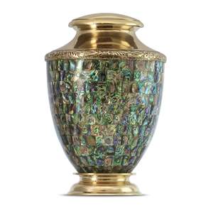 เครื่องทองเหลืองสำหรับงานศพผู้ใหญ่มีดีไซน์แกะสลักสำหรับขี้เถ้า - Product Image 1