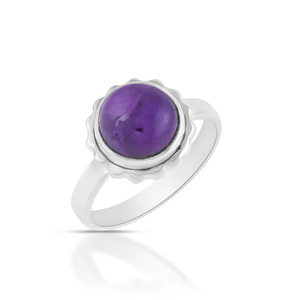 แหวนเงินแท้ 925 ประดับพลอยอะมีทิสต์ธรรมชาติ สไตล์โบฮีเมียน งานแฮนด์เมด ราคาโรงงาน ขายส่ง - Product Image 1