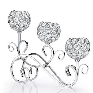 Bougeoir en perles de cristal au design élégant Porte-bougie scintillant à 3 têtes pour la décoration d'événements de mariage Vente à chaud - Product Image 6