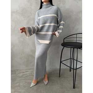 Ensemble jupe et pull en tricot à col pêcheur pour femme, série 1500 - Product Image 4