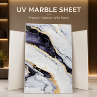 Panneau mural en PVC brillant MORLENX, imitation marbre violet, noir et doré, pour décoration murale de luxe