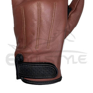 Gants de moto en cuir véritable avec écran tactile de protection des mains Logo personnalisé OEM Wholesale Brown Black Biker Racing Gloves - Product Image 5