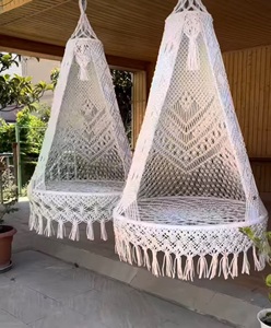 Couleur blanche Nouveau design Macramé Grand Hamac Chaise Style Boho Tissé à la Main adulte Grande Balançoire pour salon et patio - Product Image 2