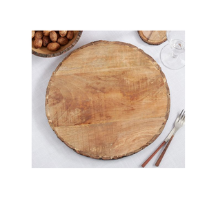 จานไม้สไตล์ย้อนยุคสำหรับงานแต่งงานโรงแรมจานอาหารค่ำรูปทรงกลมพร้อมห่วงรัดผ้าเช็ดปากโลหะพร้อมช้อนส้อมมีด - Product Image 6