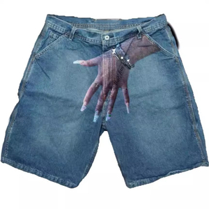 Hip Hop imprimé Denim Shorts hommes High Street marque de mode Shorts décontractés meilleur fournisseur 2025 - Product Image 2
