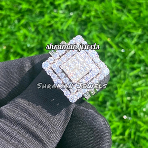 Anillo de Hombre con Incrustaciones de Moissanita, Estilo Hip Hop, Anillo de Compromiso o Aniversario de Plata de Ley 925 para Él - Product Image 3