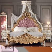 Ensemble de chambre à coucher de luxe italien, lit king size sculpté à la main, cadre en bois de mahogany massif, design moderne, durable, personnalisable, bois de Java