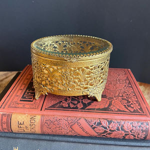 ขอบทองเหลืองโลหะนูนออกแบบทองเสร็จแล้วกล่องเก็บแก้วทรงรี beveled เครื่องประดับเครื่องประดับแหวนของกระจุกกระจิกกล่อง Deco - Product Image 2