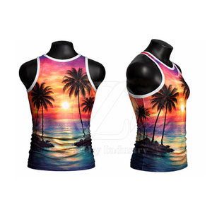 Camiseta sin mangas de sublimación para hombre, tejida, transpirable, de ajuste holgado, para gimnasio y fitness, de alta calidad, ¡la más vendida! - Product Image 2