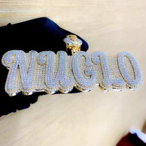 Dijes Infantiles de Plata de Ley 925 con Moissanita de Corte de 3 Quilates, Estilo Hiphop, con Inicial de Corona, Chapado en Oro Amarillo de 18K, Regalo - Product Image 1