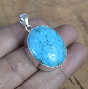 Estilo bohemio 925 plata esterlina turquesa piedra preciosa colgante joyería hecha a mano plata colgante joyería para mujer regalo de boda para ella - Product Image 1