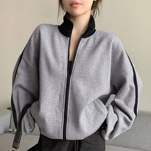 Otoño Invierno Hombres Casual Color Block Empalme Sin forro Manga larga Impresión digital Sudadera Chaqueta con cremallera Top - Product Image 1