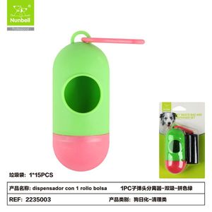 Dispenser con 1 Rotolo di Sacchetti Separatori a Forma di Proiettile per lo Smaltimento dei Rifiuti dei Cani - Product Image 2