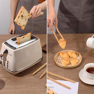 Juego de 4 pinzas de bambú: Pinzas de madera para cocinar, pinzas largas de cocina de 11,8 pulgadas y pinzas para tostadora de 9,8 pulgadas, pinzas de bambú para Cocina - Product Image 3