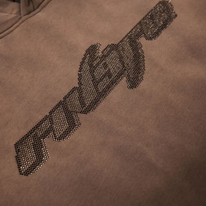 Sweat à capuche épais en éponge pour hommes, polaire surdimensionnée et lourde avec impression en coton mélangé strass, style hiver haut de gamme - Product Image 6