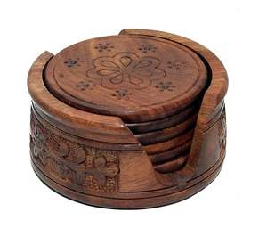 Ensemble de dessous-de-verre en bois artisanal pour la décoration de la maison, dessous-de-verre en bois naturel de qualité supérieure pour la table à manger, dessous-de-verre écologiques pour les boissons - Product Image 3