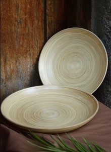 Plato de fruta de bambú hilado redondo ecológico de gran oferta para niños desechable Beige con diseño minimalista de regreso a la escuela desde Vietnam - Product Image 6